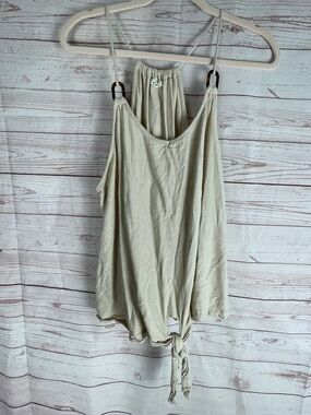 Maurices Beige Linen Blend Sleeveless Spaghetti Strap Knot Front Top Sz XXL Boho